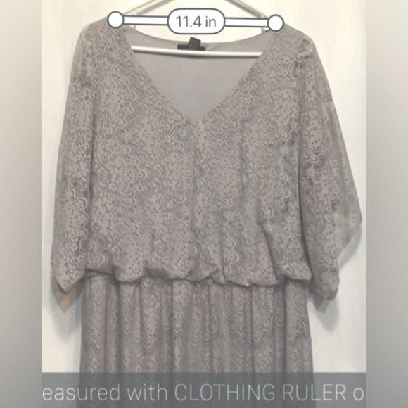 Alfani XL Blouson Midi Gray Lace overlay with Gray Lining Blouson with V-neck - Picture 4 of 11
